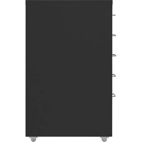 Caisson de Bureau à Roulettes, Meuble de Rangement Métallique avec 3 Tiroirs et Serrure, Classeur Mobile pour Dossier A4, Noir, 28 x 41 x 69 cm (1/5)