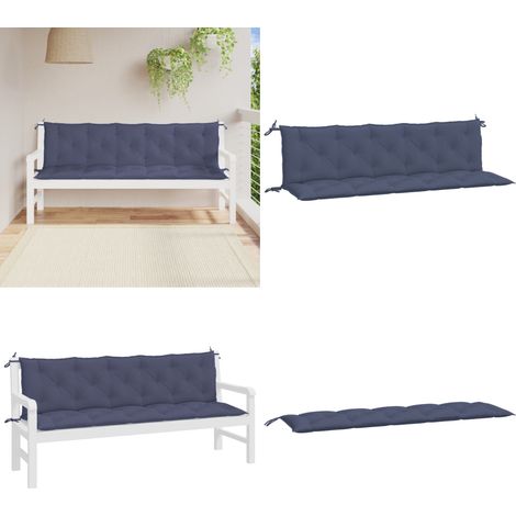 Coussins de banc de jardin lot de 2 bleu marine 180x50x7 cm - Coussin De Banc - Coussin D'extérieur - Coussin Jardin - Housse De Chaise Longue - Textile D'ameublement - Home & Living
