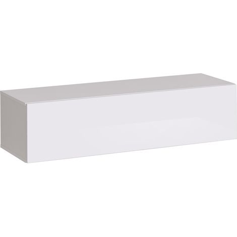 Wandhängendes TV-Möbel 120 cm – Weiß – Kollektion SWITCH – Glänzende Oberflächen – Modernes Design