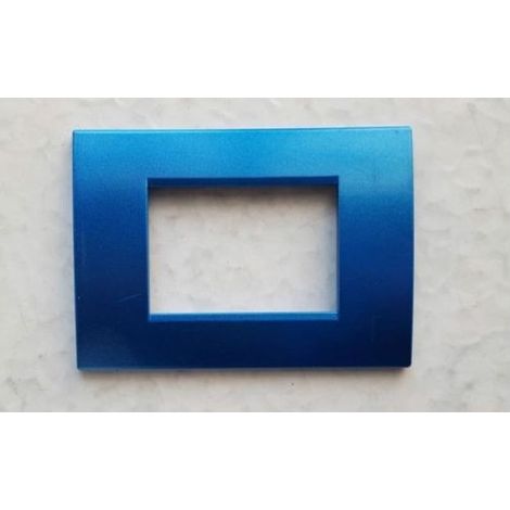 TrAdE Shop Traesio - Placca Placche Placchete Compatibili Living Light In Abs 3 4 7 Posti Colorate - Blu metallizzato -3 fori     -