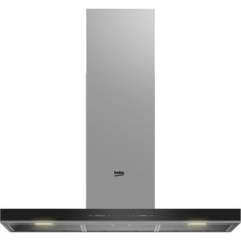 Beko – Hotte décorative 898mm – Extraction 430 m³/h – Classe énergétique A – 3 vitesses – Recirculation – BHCB96641BBHS