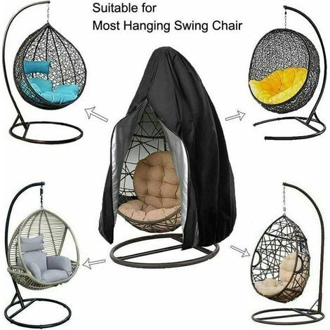 Housse de Fauteuil Suspendue Housse de Protection pour Oeufs Chaise Imperméable Suspendue Housse de Chaise de Jardin Oeuf--Noir avec fermeture éclair 115190CM Housse pour mobilier de jardin (1/5)