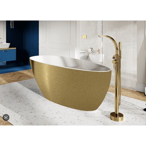 Baignoire îlot Glam dorée avec bonde doreé GOYA 142x62 (1/4)