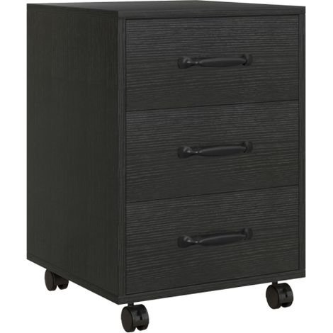 Black 3-Drawer Mobile File Cabinet with Wheels for Home Office and Study Organization (1/5)