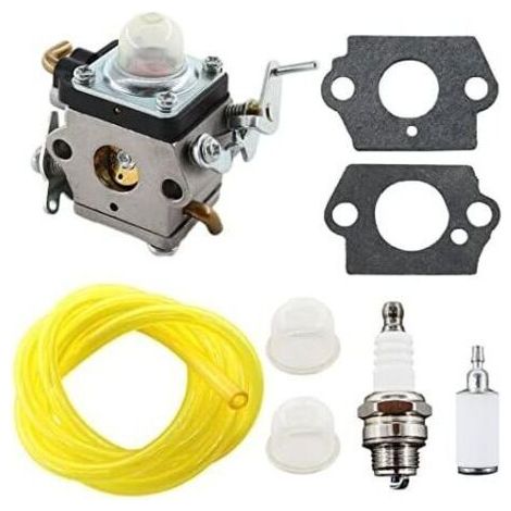 Carburador 122 con bujía, manguera de combustible para Husqvarna 122C 122LDX 122LK 22cc 574386701 581734301, cortador de alambre importante, filtro de combustible, bombilla de cebado, junta (1/5)