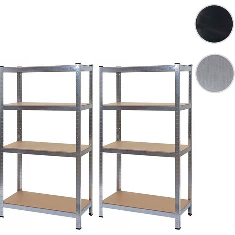 2x étagère pour charges lourdes HWC-D67, étagère d'atelier, emboîtable 160x80x40cm, chargement 320kg - zingué