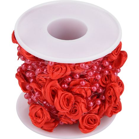 10m rouleau guirlande perles artificielles roses fil décoratif DIY mariage rouge (1/5)