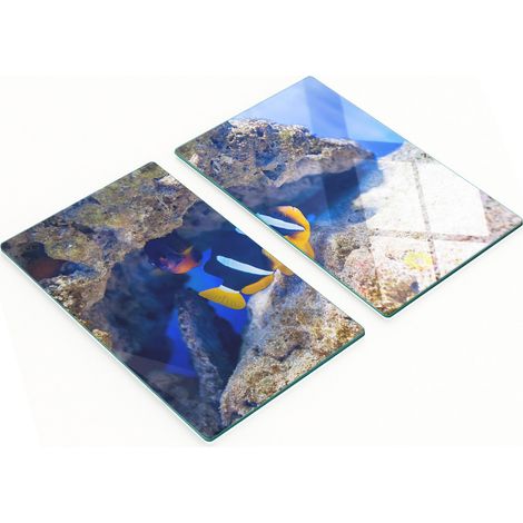 Küchenschneidebretter aus Glas mit tropischen Fischmotiven, 2 x 30 x 52 cm (1/5)