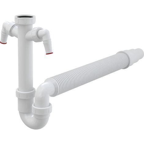 Alcadrain bouchon de tuyau avec écrou de serrage 6/4", deux raccords pour appareils et sortie flexible (1/2)