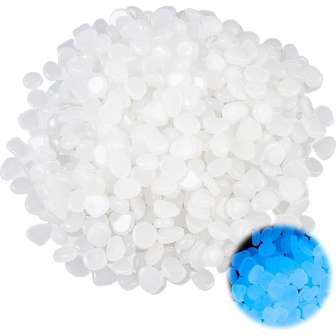 500 Pièces Pierres Lumineuses Cailloux Blanc Jardin, Galet Phosphorescent 1-1.5 cm Galets Lumineux Cailloux Dans L'obscurité, Caillou Decoratif Exterieur pour Aquariums, Pots, Trottoirs (1/5)