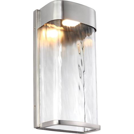 Elstead Bennie - Grande applique murale d'extérieur à 1 ampoule LED en acier brossé IP44 (1/5)