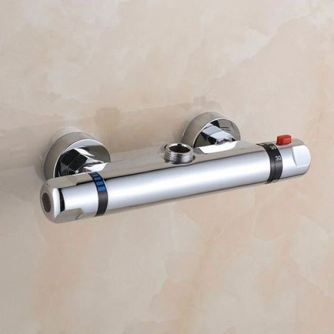 Robinet Douche Thermostatique Mitigeur Valve Mur - Gris - Chromé - 2 trous - Baignoire (1/4)
