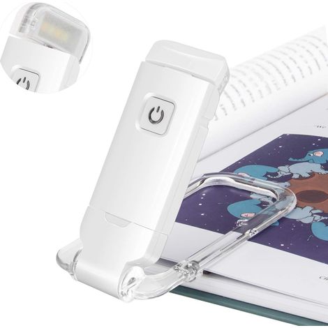 Lampe de Lecture - Rechargeable USB - Pince pour Livre - 2 Niveaux de Luminosité 3000K/4000K - Blocage Lumière Bleue - Flexible 350° - 1 Pièce (1/5)