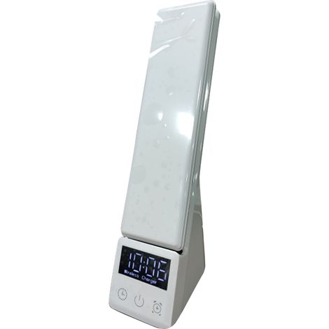 Lampe de bureau LED blanche, pliable et multifonctionnelle avec chargeur sans fil, protection oculaire, idéale pour le bureau et la chambre. (1/5)