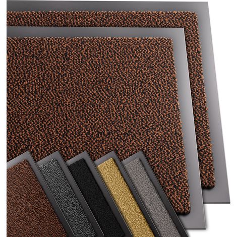 Vounot – Lot de 2 tapis de porte rectangulaires 40x60cm – Antidérapants en polypropylène et vinyle – Lavables à 30° – Marron-Noir