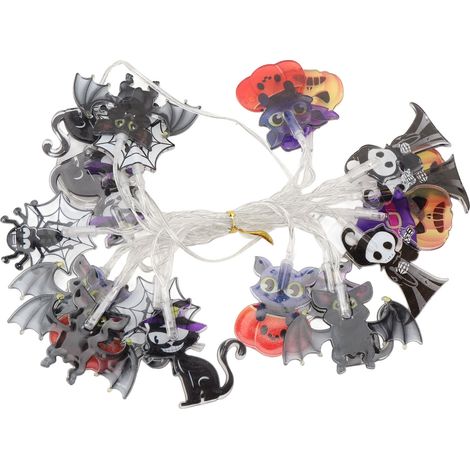 Halloween-Lichterkette für den Außenbereich, wasserdicht, USB-Anschluss, 20 LEDs, Kürbisse, Fledermäuse, Geister, schwarze Katzen, Dekoration für Zuhause und Partys (1/5)