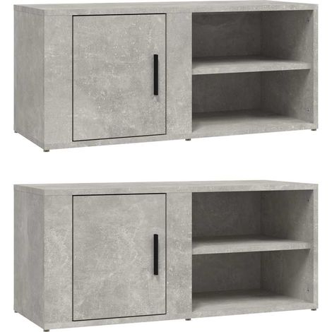 Maison Exclusive - Mueble TV 2 uds madera contrachapada gris horm (1/5)
