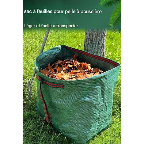 BBPETOPE Sac de ramassage de feuilles type pelle à poussière à ouverture oblique 216L 57 gallons (L76cm × l58cm × H43cm), sac à déchets verts pliable grand volume pour jardin extérieur (1/5)