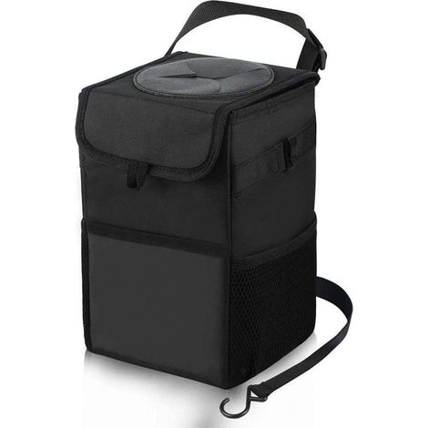 Cestino per auto - Organizer per sedile auto - 6 L - Impermeabile - Accessori per interni auto - Cestino portatile per veicoli - Portaoggetti per auto - Organizer per cestino - Nero (1/5)