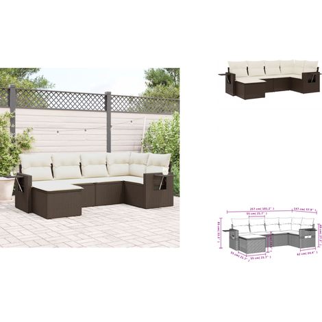 Salon de jardin avec coussins 6 pcs marron résine tressée - Salon De Jardin - Meuble Extérieur - Résine Tressée - Rotin Synthétique - Set Salon (1/3)