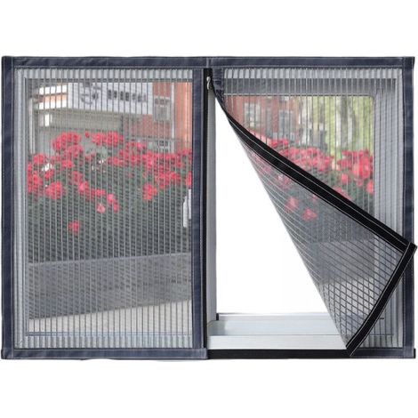 130 x 150 cm Moustiquaire pour fenêtre - Moustiquaire pour chat - Avec ruban adhésif - Facile à installer - Avec fermeture éclair - À découper (1/5)