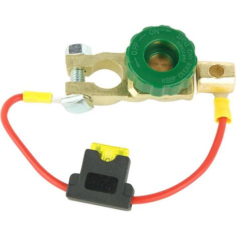 Oc-Pro – Cosse batterie coupe-circuit antivol avec fusible – Protection contre décharge – Compatible avec batteries à pôles ronds – Montage rapide (1/2)
