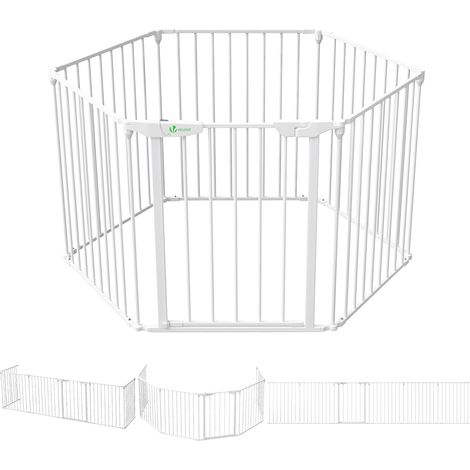 Vounot – Barrière de sécurité pliable 375 cm – 6 panneaux modulables en métal – Protection cheminée et clôture pour animaux – Hauteur 74 cm