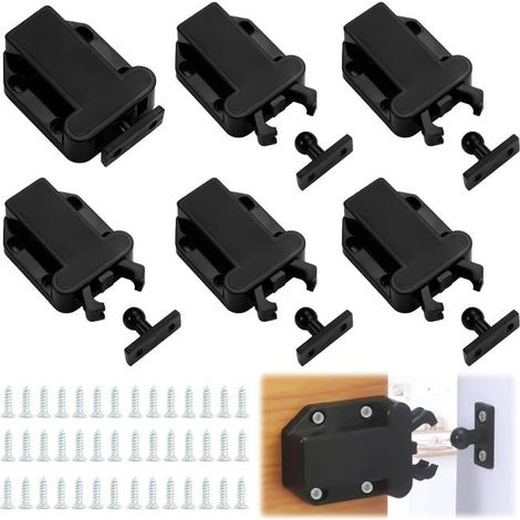 (6 Pièces) Loqueteau Pousse Lache, Push to Open avec 36 Vis, Loquet À Dégagement Tactile, Poussoir Porte Placard (1/4)