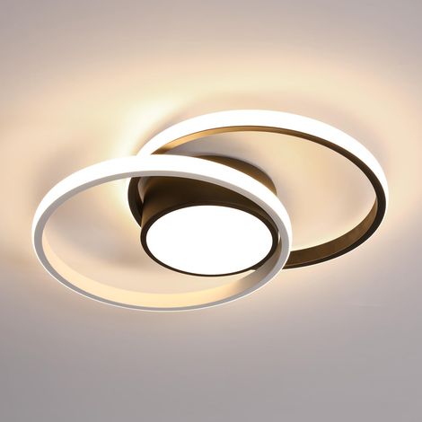 Plafonnier LED, Rond Lampe de Plafond 42W, Moderne Luminaire Plafonnier pour Couloir Coucher Salle de Bains Cuisine Salon, 4500K, Longueur 40cm, Noir+Blanc (1/5)