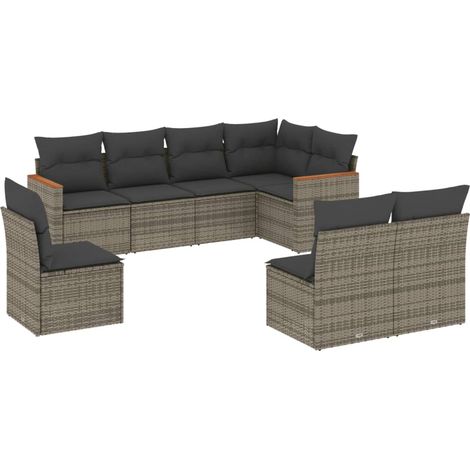 Maison Exclusive - Set Divano da Giardino 8 pz con Cuscini Grigio in Polyrattan (1/5)