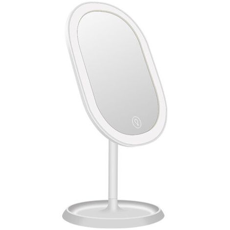 Specchio a LED, impostazioni di illuminazione intelligenti e ricarica USB, specchio da tavolo pieghevole a 180° (1/5)
