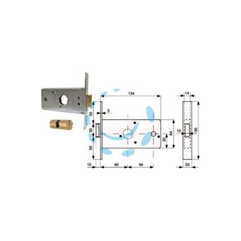 SERRATURA INFILARE PER FASCE CATEN. 1 MANDATA E SCR. MM.64 H 288602 - mm.60 (288.60.2)
