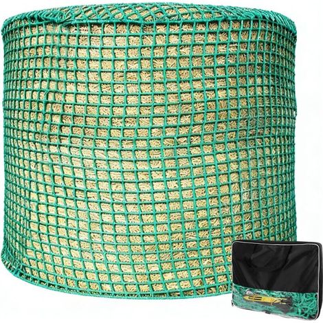 Filet à foin pour balles rondes, ø 150 cm, hauteur 150 cm, filet à foin à mailles fines, filet à foin résistant à l'usure pour chevaux, diamètre des balles rondes, taille des mailles 4,5 x 4,5 cm, con