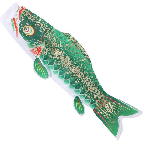 Japanische Karpfen Windsock Flagge Grün 66cm Wetterfest 3D Design Goldprägung