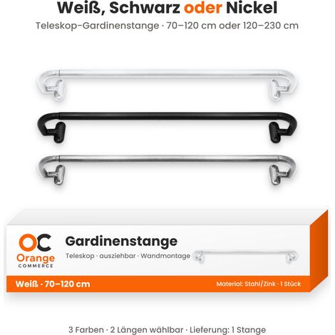 Teleskop Vorhangstange Teleskopstange ausziehbar Schwarz 70-120 cm (1/5)