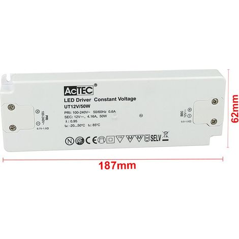 Alimentatore Trasformatore CV Slim 12V 50W 4,16A Voltaggio Costante 187x62x22mm