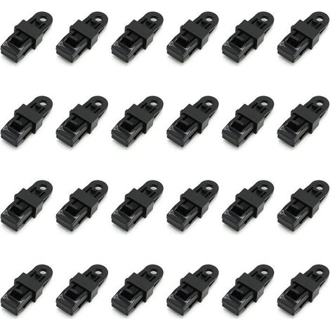 24pc tendeurs de bâche, clips de bâche,avec crochets, pinces de fixation, clips de fixation pour tente/auvents/couverturesd'ombrage (1/4)