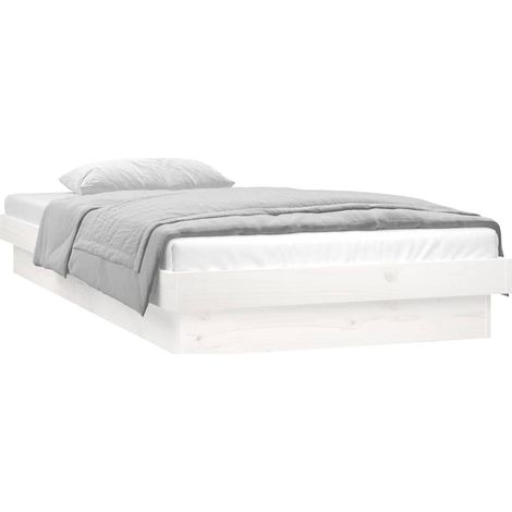 Bed Frame  White  Solid pinewood frame, Plywood slats  Small Single vidaXL