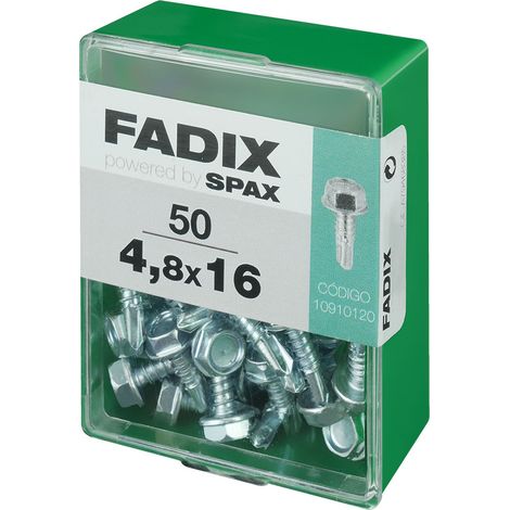 CAJA M 50 unid. TORNILLO ROSCA CHAPA HEXAGONAL AUTOT. 4,8x16mm FADIX (1/2)