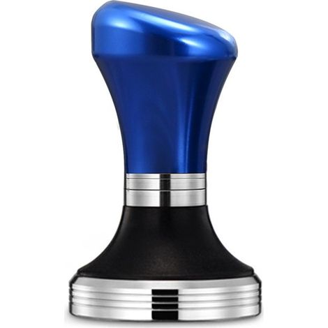 58 mm flacher Kaffeetamper mit Edelstahlfuß Kaffeepulverhammer Küchenutensil Premium-Schwerlast-Kaffeetampfer mit verstellbarer Höhe für den Heim Blau (1/5)