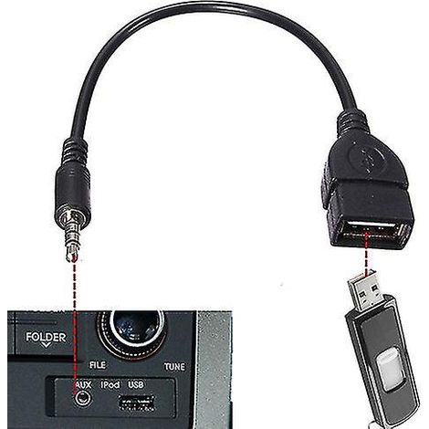 Câble convertisseur Naievear de prise auxiliaire audio mâle 3,5 mm vers USB 2.0 type A femelle OTG (1/4)