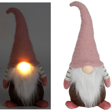 Weihnachtswichtel mit leuchtender Nase 40cm Zipfelmütze Türstopper Hingucker (1/4)