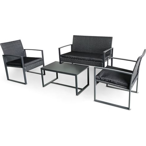 Acqua Chiara - Set salotto da esterno in metallo e polyrattan con tavolino in vetro (1/5)