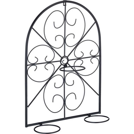 Portapiante da parete decorativo per 3 vasi forma di finestra 60 x 30 x 10 cm in metallo nero 130012478