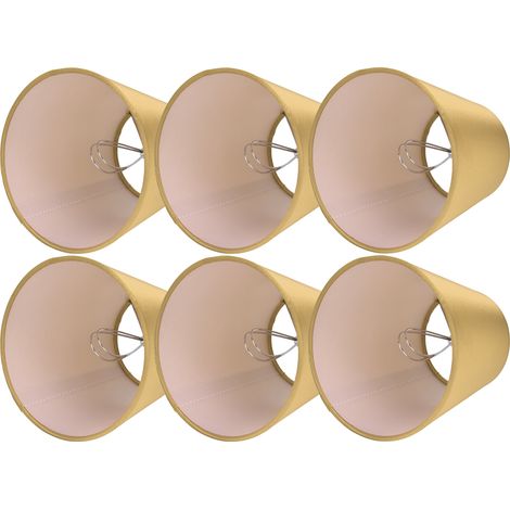 Lot de 6 abat-jour E14 en tissu pour lampe de table ou plafonnier, couleur or PX153 (1/5)