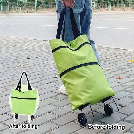 Sac À Courses Pliable Avec Roulettes - Tissu Imperméable 600D Oxford - Hauteur Réglable Jusqu'à 46 Cm - Pour Courses Et Livraisons - 1 Pièce (1/5)