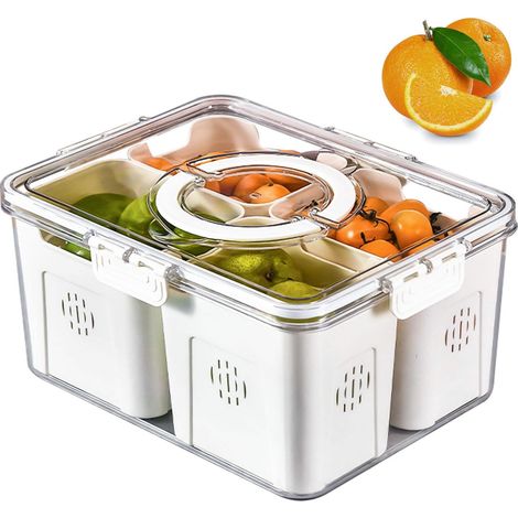 Kühlschrank-Organizer für Obst und Gemüse, Aufbewahrungsbehälter mit Deckel und Griffen, stapelbare Organizer, multifunktionale Aufbewahrungsboxen mit Fächern.