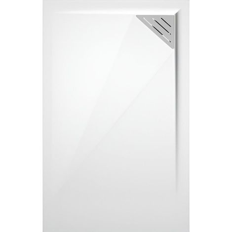 Mineralguss-Duschwanne extra flach TRINITY in WEIß 80x150 cm Ablauf rechtsbündig (1/5)