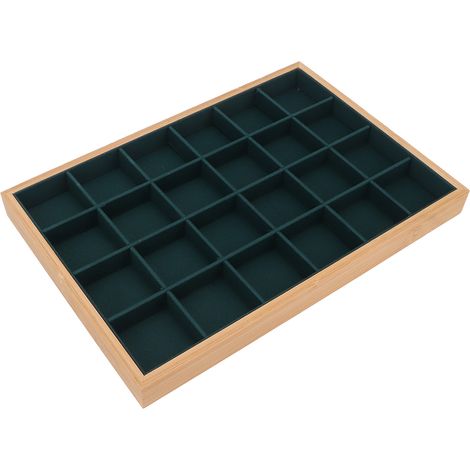 Plateau à bijoux en bois à 24 compartiments pour bracelets et colliers, présentoir et rangement pour tiroir de vitrine, vert (1/5)