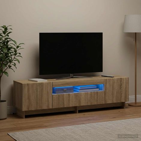 vidaXL LED TV Cabinet EDE 153 x 35 x 43 cm Sonoma Oak Engineered Wood (1/5)